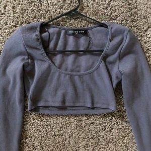 White fox long sleeve crop